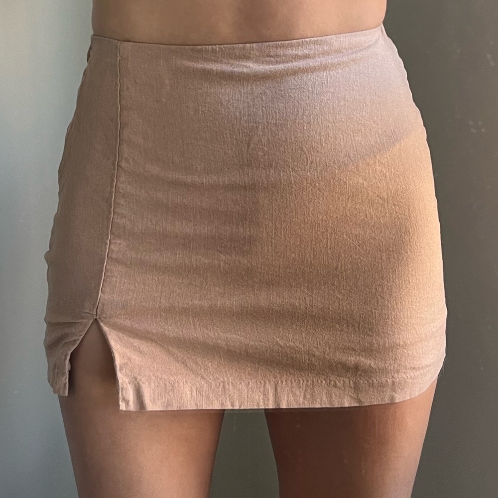 A&F Linen-Blend Slit Mini Skort - Size Small - Brown - Like New